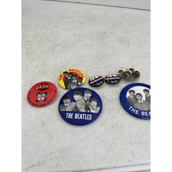 VTG The Beatles Pins Lot Of 7 Pins 1960’s I Needed Help Band Pins - Picture 7 of 12